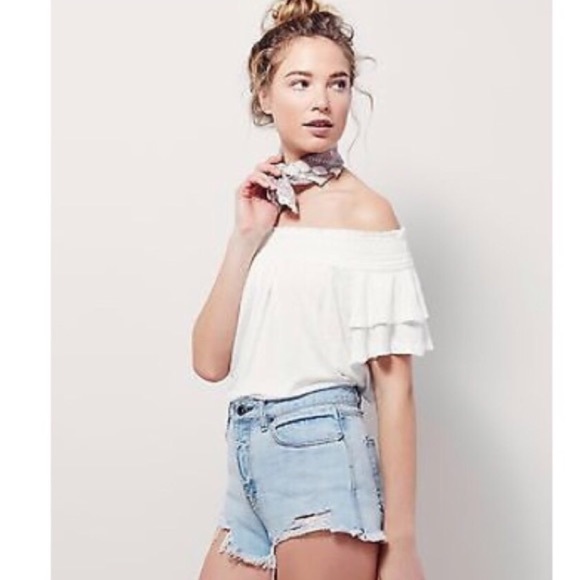 Free People Tops - Free People Santorini gauze off the shoulder top L